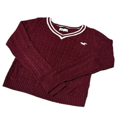 maglione scollo a V Hollister bordeaux (XS)