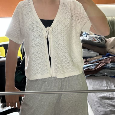 Weisse Spitzen-Strickjacke