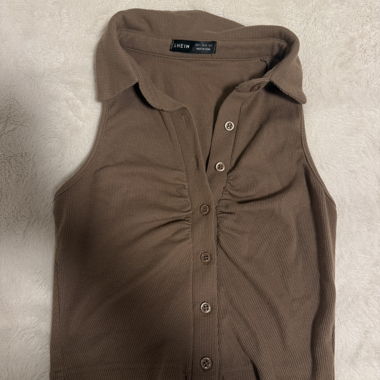 SHEIN Button-up Tanktop – Mocha / Grösse S