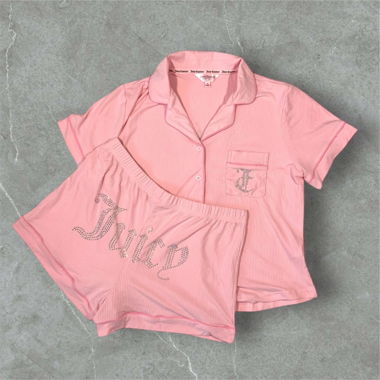 juicy couture pyjama set in pink with backprint