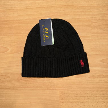 Ralph Lauren Beanie noir avec broderie rouge
