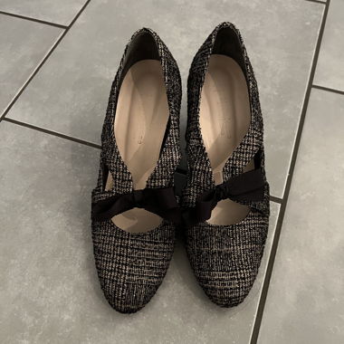 PUMPS GR. 37 SUEDE/LEDER Braun/Karo