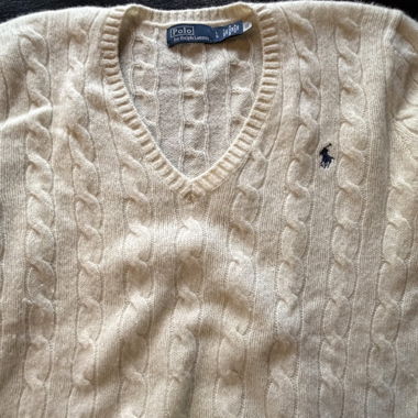 Maglione Polo Ralph Lauren scollo a V in cashmere – Crema
