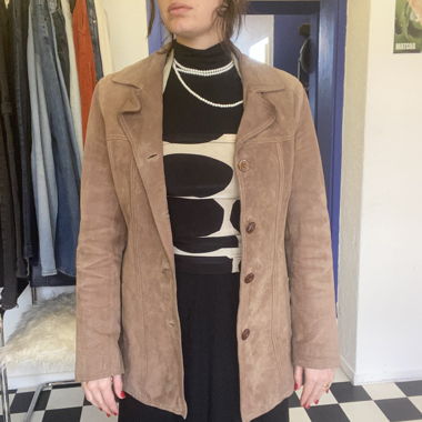 Giacca in pelle scamosciata marrone di Yessica