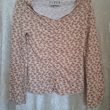 Maglia Floreale Beige Taglia S Boho-chic