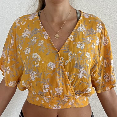 Yellow floral blouse