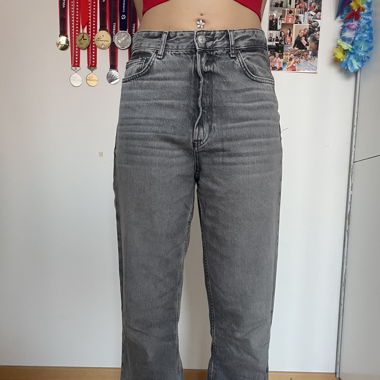 Jeans Zara gris wide leg 