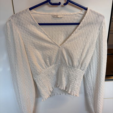 ONLY white blouse with V-neck, size S