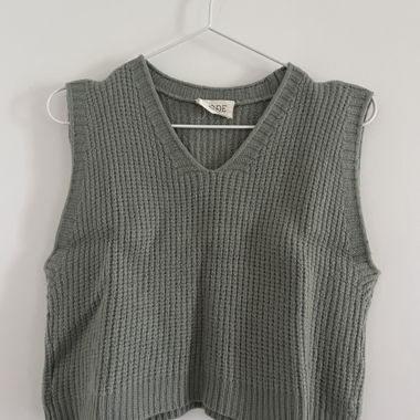 Grey-green knit vest