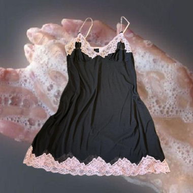 Pink and black lace slip top