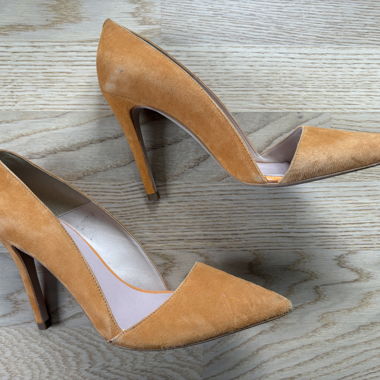 Orange Suede Pumps by ZIGN