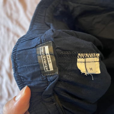 Pantalon en lin bleu foncé