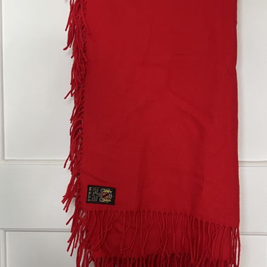 Sciarpa rossa 100% lana con frange