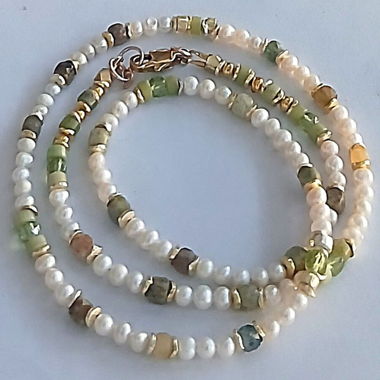 Collier de perles 55 cm – Bracelet - Péridot - Jade