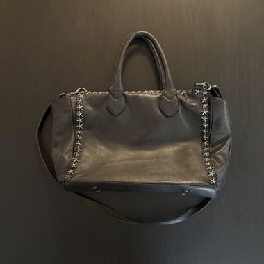 Giorgio Brato Studded Star Black Leather Bag