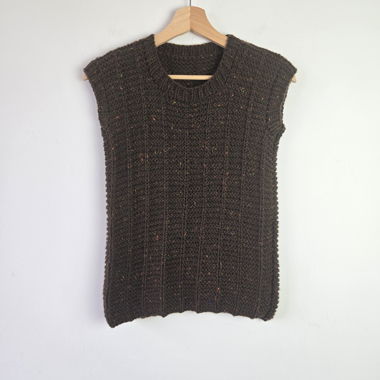 GILET IN LANA FATTO A MANO, S/M, MARRONE, CONDIZIONE PERFETTA