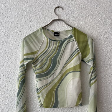 haut mesh vert à motif - Gina tricot 