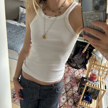 Weisses geripptes Tanktop, Grösse EUR S