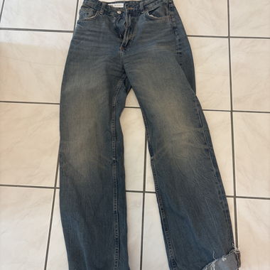 Jeans blu a gamba larga