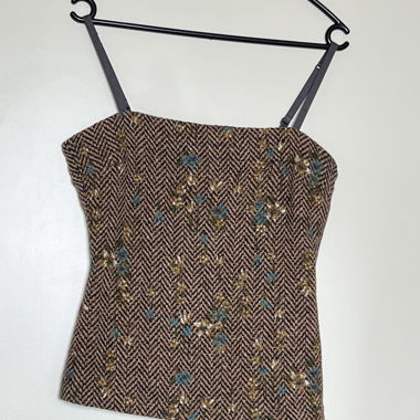 Vintage Intimissimi Top aus Wollmischung mit Stepp-/Stich-Detail