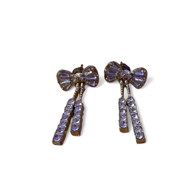 Boucles d'oreilles nœud en strass argent et or