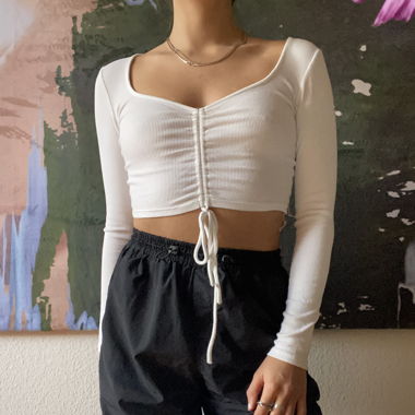 White Crop Top - Long Sleeve