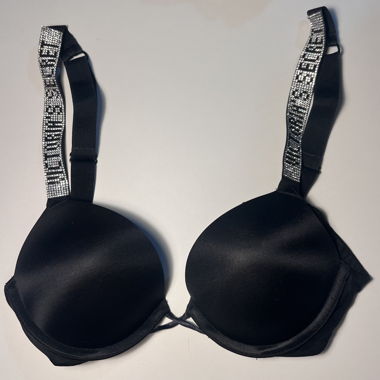 Reggiseno nero con spalline in strass