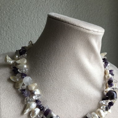 Collier Améthyste et Perles
