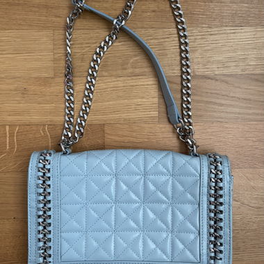 Borsa Zara in pelle vera blu pastello