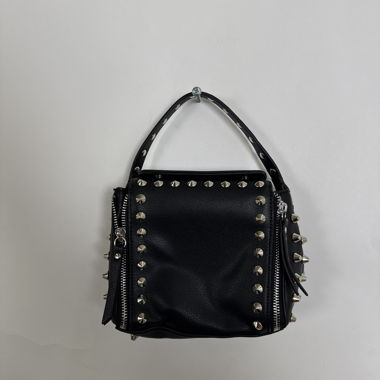 Schwarzer Mini-Rucksack mit Nieten