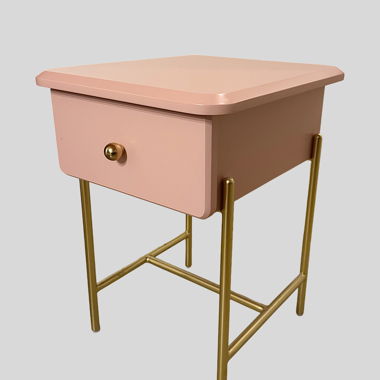 Table de chevet rose de haute qualité avec tiroir