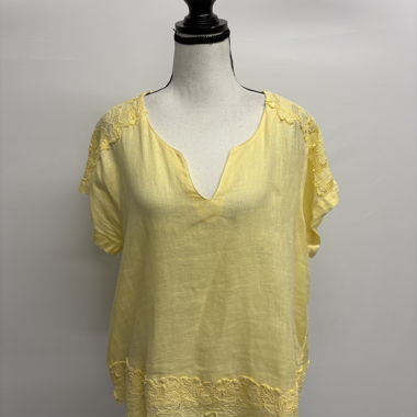 120% Lino Linen Shirt Gr. 44 yellow lace
