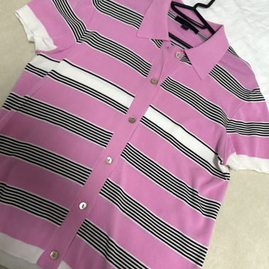 ZARA rosa gestreiftes Poloshirt