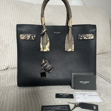 Sac de Jour Saint Laurent veau noir grainé python
