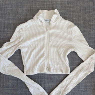 Bershka ribbed zip top