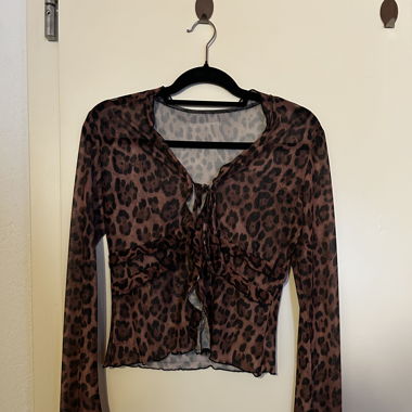 Durchsichtiger Top mit Leopardenmuster