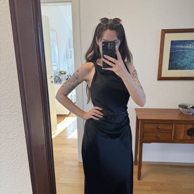Abito lungo nero Zara in raso