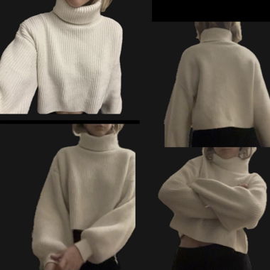 white knitted sweater