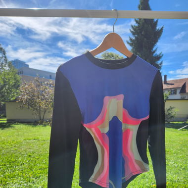 Retro-Print Body Langarm Gr. M 70er Look