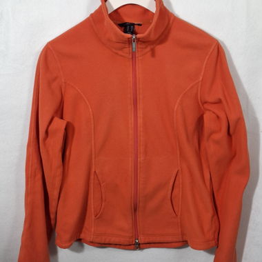 Lands’ End orange fleece jacket size M