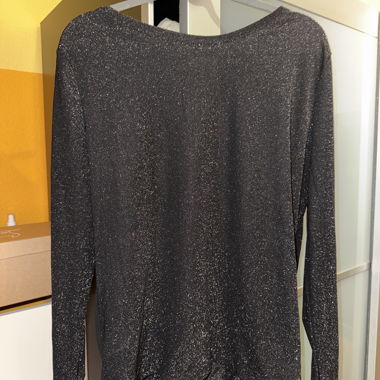 Glitter Long-Sleeve Top with Open Back