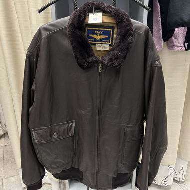 100% Leather Navy Vintage Flight Jacket XXL