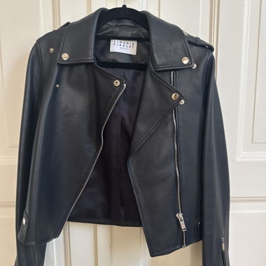 Giacca biker in pelle nera