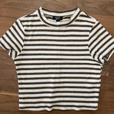 T-shirt à col roulé côtelé rayé