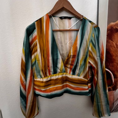 Blouse portefeuille Zara multicolore