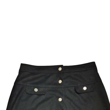 Jupe noir à bouton en faux daim