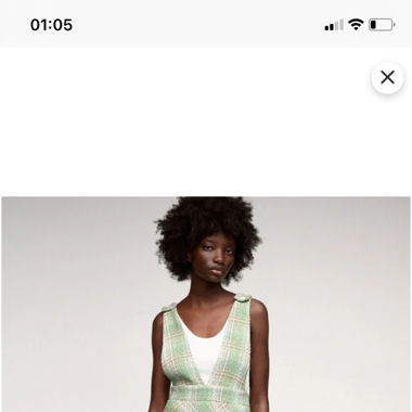 Green and white plaid mini dress 
