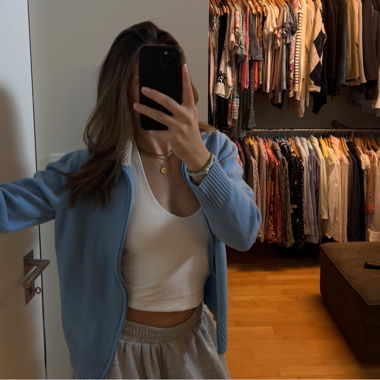 Cardigan in maglia blu Fischer