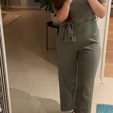 Green Ribbed Jumpsuit