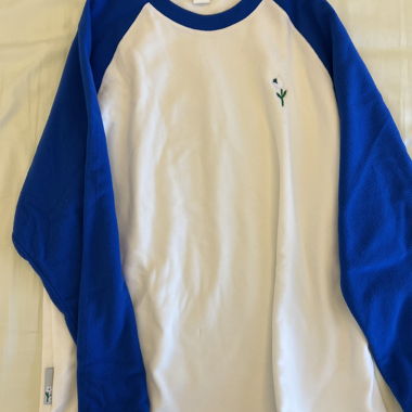 Maglione in pile bianco/blu